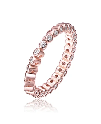 Ra 18K Rose Gold Plated Clear Cubic Zirconia Swirl Band Ring