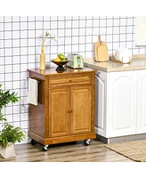 Homcom Kitchen Island on Wheels, Utility Cart with 2 Towel Racks,
