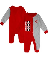 Infant Boys and Girls Red and Heather Gray Cincinnati Reds Halftime Sleeper