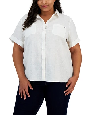 Tommy Hilfiger Plus 100% Linen Camp Shirt