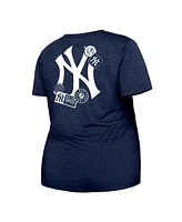 Women's New Era Navy New York Yankees Plus Size Two-Hit Front Knot T-shirt