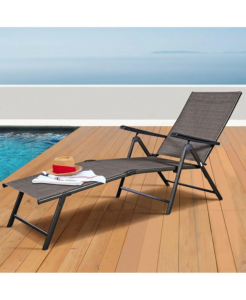 Costway 2PCS Pool Chaise Lounge Chair Recliner Outdoor Patio Furniture Adjustable New