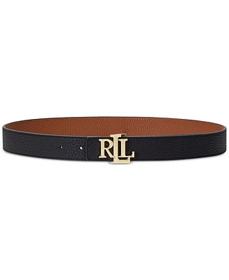 Lauren Ralph Women's Logo Reversible Pebbled Leather Belt