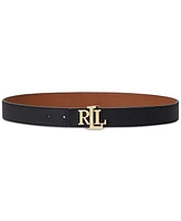 Lauren Ralph Women's Logo Reversible Pebbled Leather Belt