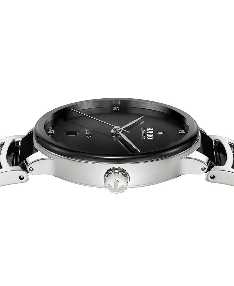Rado Unisex Swiss Automatic Centrix Diamond (1/20 ct. t.w.) Black High-Tech Ceramic & Stainless Steel Bracelet Watch 39mm