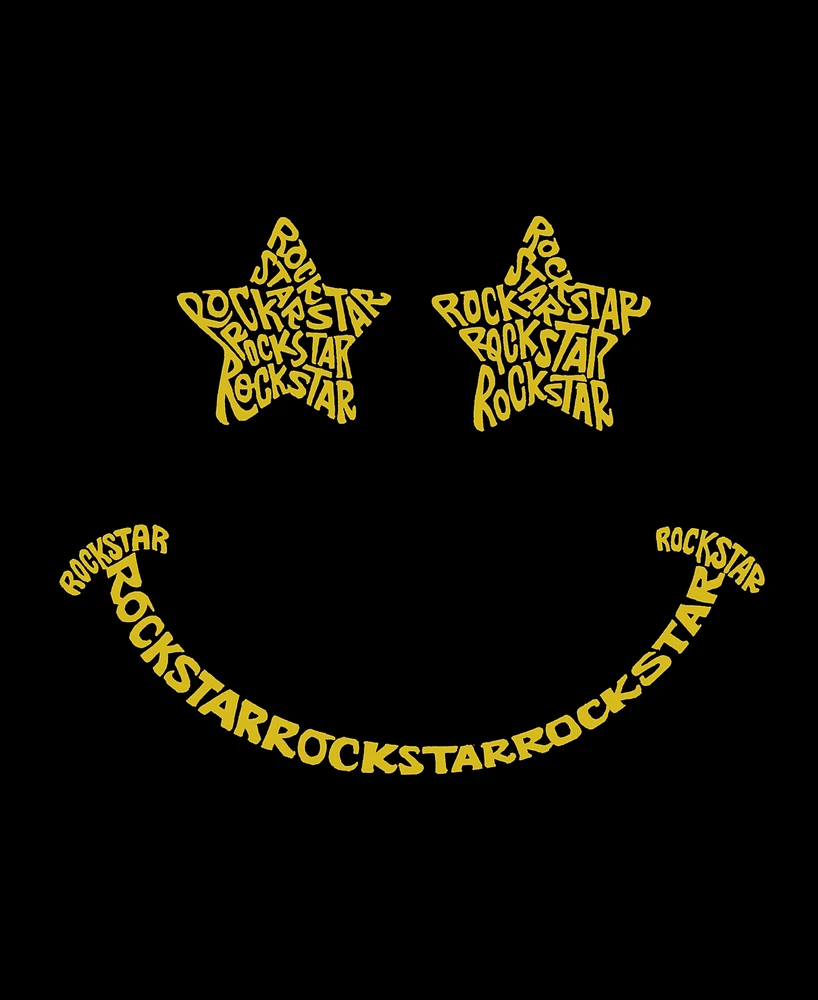 La Pop Art Men's Rock Star Smiley Word Long Sleeve Hooded Sweatshirt