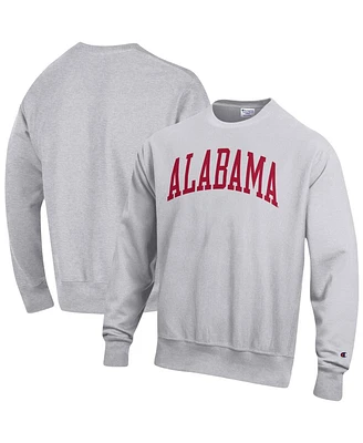 Men's Champion Heathered Gray Alabama Crimson Tide Arch Reverse Weave Pullover Sweatshirt