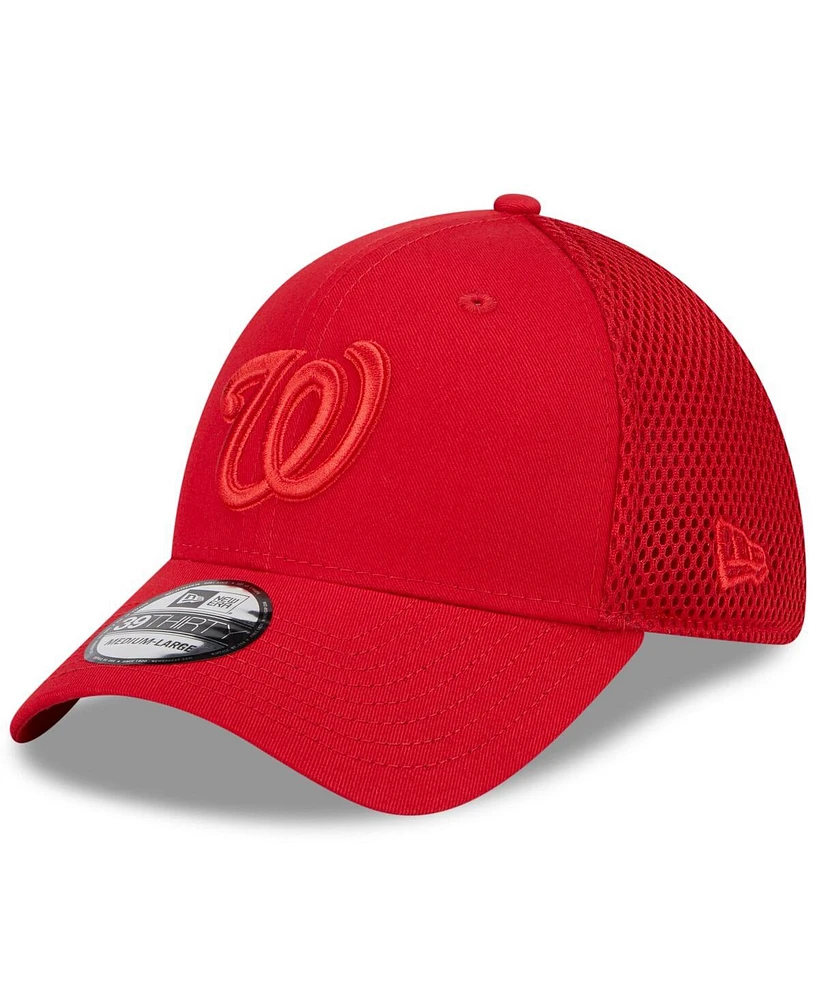 Men's New Era Red Washington Nationals Tonal Team Neo 39THIRTY Flex Hat