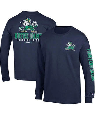 Men's Champion Navy Notre Dame Fighting Irish Team Stack 3-Hit Long Sleeve T-shirt