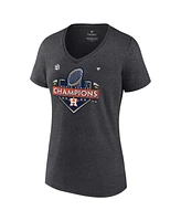 Women's Fanatics Heather Charcoal Houston Astros 2022 World Series Champions Locker Room Plus V-Neck T-shirt