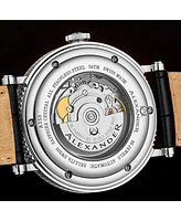 Alexander Men's Triumph Automatic Black Leather , Silver-Tone Dial , 49mm Round Watch
