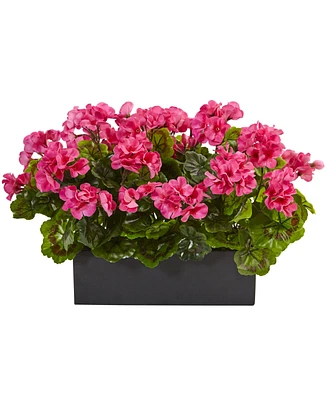 Nearly Natural Geranium Silk Plant Rectangular Planter, Uv Resistant