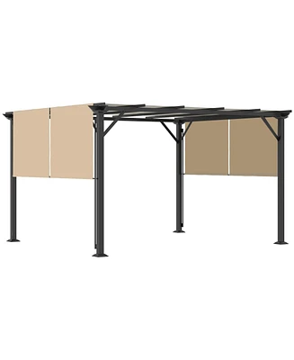 Outsunny 12' x 10' Outdoor Patio Gazebo Pergola with Retractable Canopy Roof