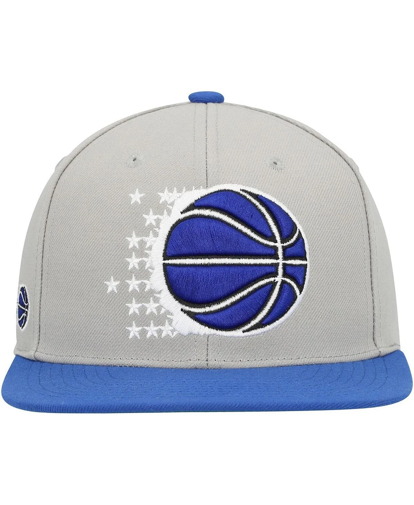 Men's Mitchell & Ness Gray, Blue Orlando Magic Hardwood Classics Essentials 2.0 Snapback Hat