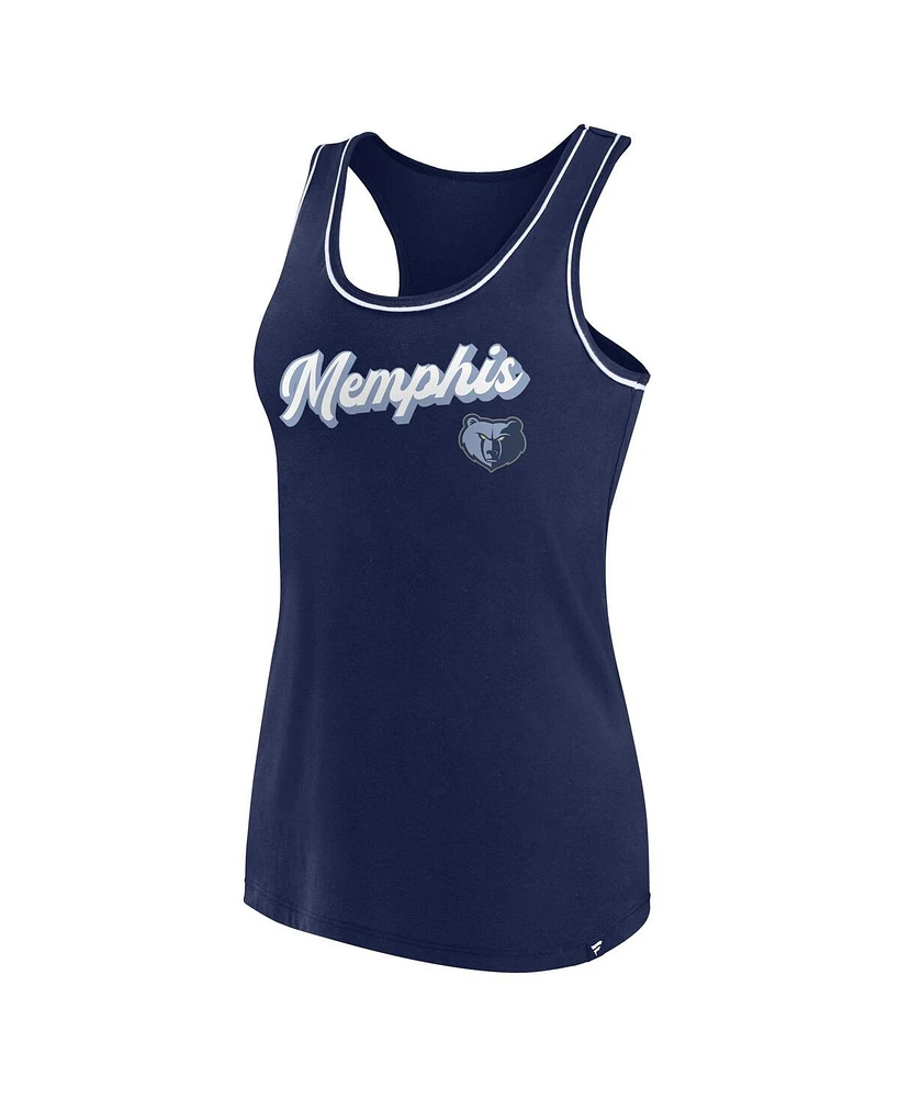 Women's Fanatics Navy Memphis Grizzlies Wordmark Logo Racerback Tank Top