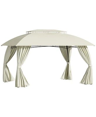 Outsunny 13' x 9' Patio Gazebo, Double Vented Roof, Curtains,