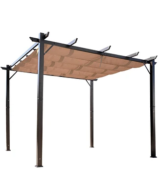 Outsunny 10' x 10' Pergola with Retractable Shade Canopy, Aluminum