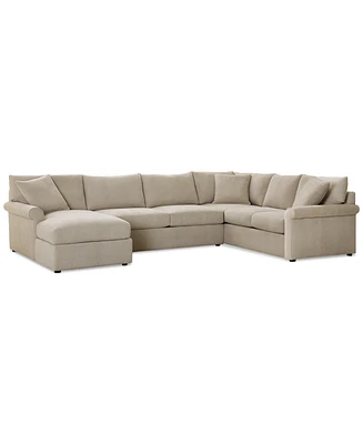 Closeout! Wrenley 138" 3-Pc. Fabric Sectional Chaise Sofa, Created for Macy's