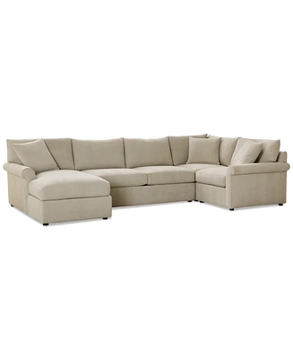 Closeout! Wrenley 138" 4-Pc. Fabric Modular Chaise Sectional Sofa, Created for Macy's