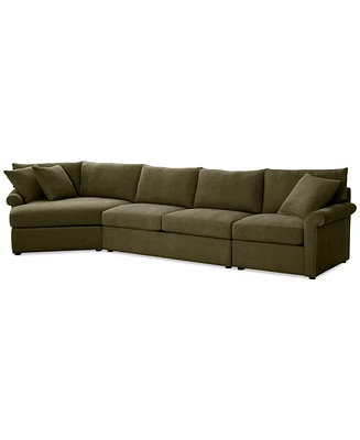 Closeout! Wrenley 166" 3-Pc. Fabric Cuddler Chaise Sectional Sofa, Created for Macy's