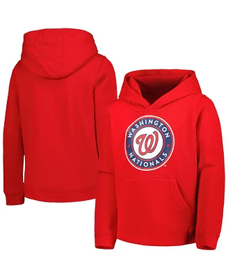 Big Boys and Girls Red Washington Nationals Team Primary Logo Pullover Hoodie