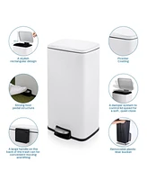 8 Gal./30 Liter Rectangular Matt White step-on Trash Can for kitchen