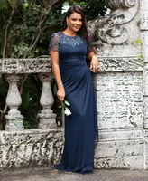 Xscape Beaded Mesh Gown