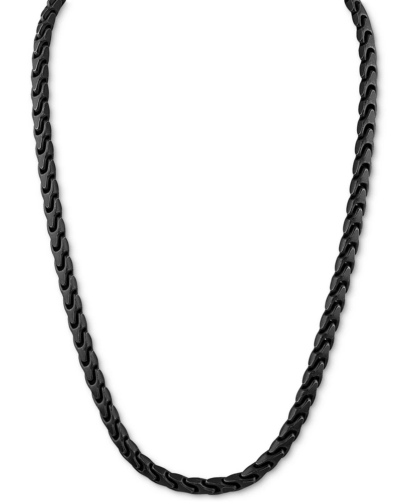 Bulova Men's Link Chain 24" Necklace in Black-Plated Stainless Steel