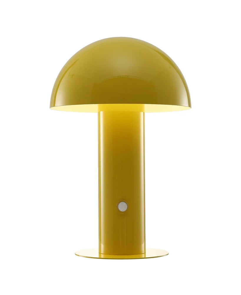 Boletus 10.75" Contemporary Bohemian Rechargeable, Cordless Iron Integrated Led Mushroom Table Lamp