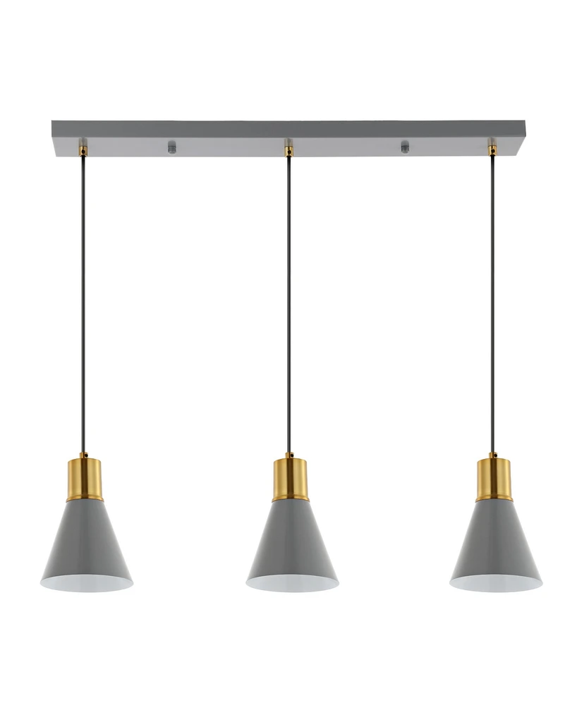 Apollo 33.5" 3-Light Mid-Century Modern Iron Adjustable Linear Led Pendant