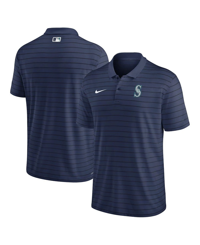 Men's Nike Navy Seattle Mariners Authentic Collection Victory Striped Performance Polo Shirt