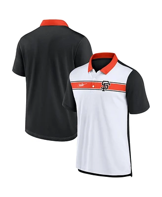 Men's Nike White, Black San Francisco Giants Rewind Stripe Polo Shirt