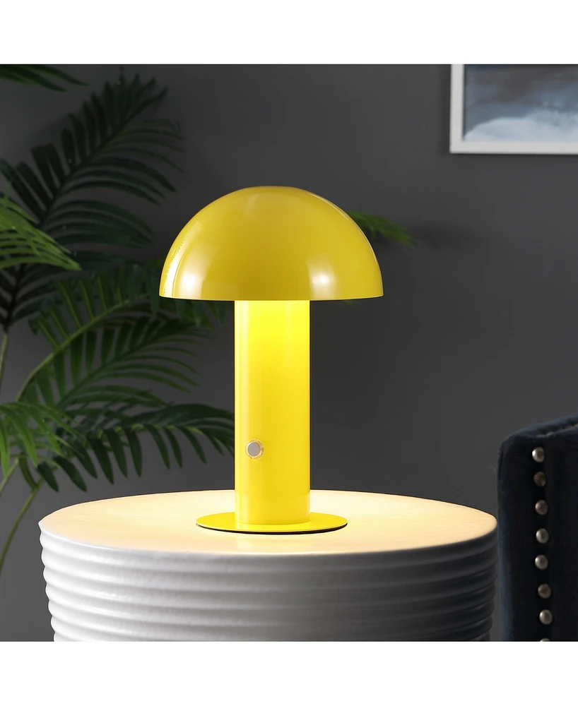 Boletus 10.75" Contemporary Bohemian Rechargeable, Cordless Iron Integrated Led Mushroom Table Lamp