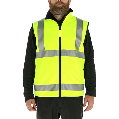 RefrigiWear Big & Tall Hi Vis Reversible Softshell Vest - Water-Resistant, Insulated, High-Visibility Safety Work Gear
