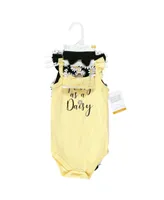 Hudson Baby Girls Sleeveless Bodysuit and Headband Set, Soft Pink Roses