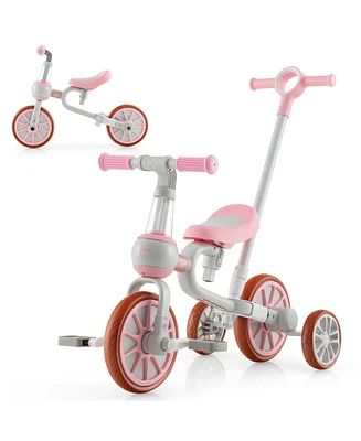 Costway Toddler 4 in 1 Tricycles with Push Handle & Training Wheels Balance Bike