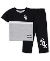 Toddler Boys and Girls Black, White Chicago Sox Batters Box T-shirt Pants Set