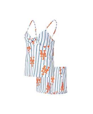 Women's Concepts Sport White New York Mets Reel Allover Print Tank Top and Shorts Sleep Set