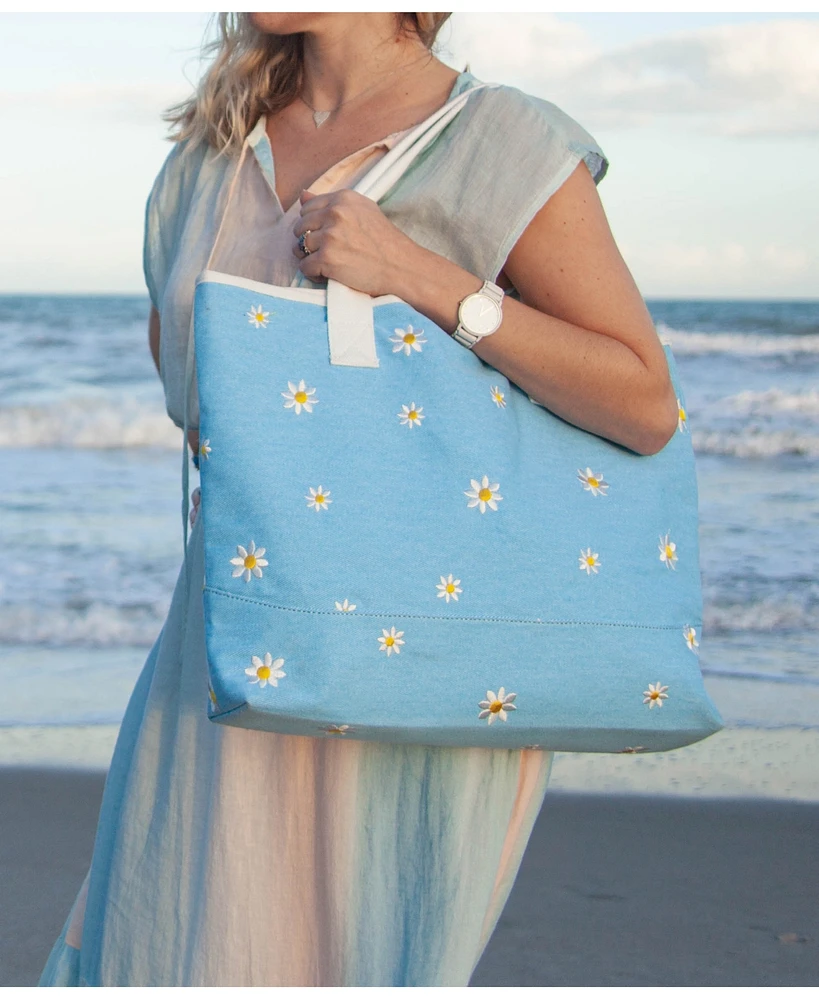 Shady Lady Daisy Extra Large, 100% Cotton Canvas Carryall Tote Bag