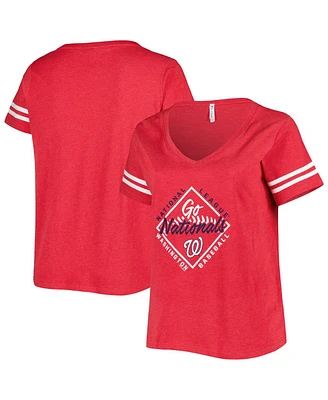 Women's Soft As A Grape Red Washington Nationals Plus Size V-Neck Jersey T-shirt