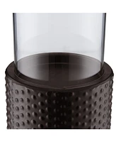 Danya B Contemporary 3-Piece Candle Holder Set with Clear Glass Hurricanes and Textured Metal Base
