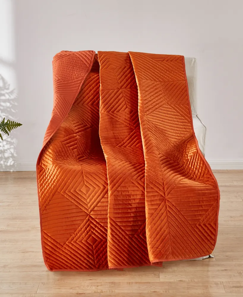 Greenland Home Fashions Riviera Velvet Finely Stitched Quilted Throw, 50"x60"