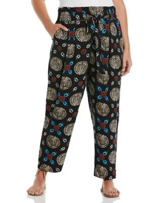 Ella Rafaella Plus Print Paper Bag Ankle Pants