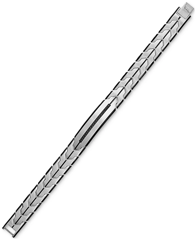 Esquire Men's Jewelry Black Diamond Chevron Link Bracelet (1/4 ct. t.w.) in Stainless Steel, Created for Macy's