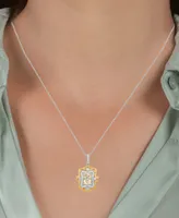 Enchanted Disney Fine Jewelry Citrine (7/8 ct. t.w.) & Diamond (1/5 ct. t.w.) Belle Pendant in Sterling Silver & 14k Gold, 16" + 2" extender