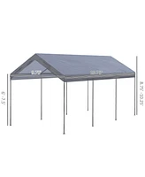 Outsunny 10' x 20' Carport, Portable Garage & Patio Canopy Tent Storage Shelter, Adjustable Height, Anti-uv Cover for Car, Truck, Boat, Catering