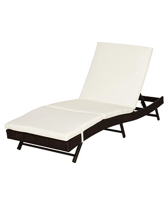 Outsunny Patio Rat Lounge Chair, Cushioned, Adjustable Backrest
