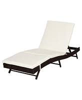 Outsunny Patio Rat Lounge Chair, Cushioned, Adjustable Backrest