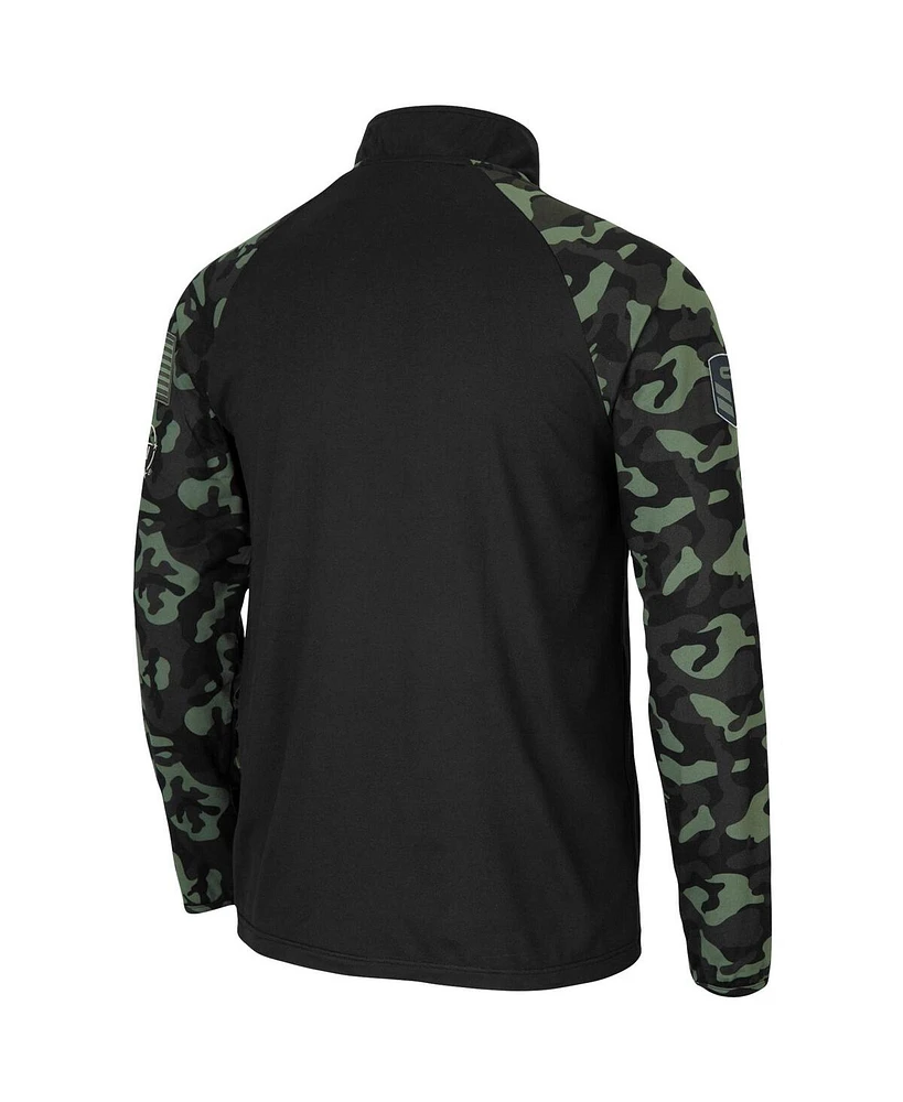 Men's Colosseum Black Notre Dame Fighting Irish Oht Military-Inspired Appreciation Take Flight Raglan Quarter-Zip Jacket