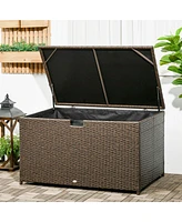 Outsunny 113 Gallon Deck Box with Groove Handle for Garden Tools